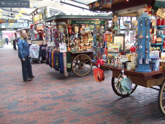 Pushcarts displaying colourful goods for sale